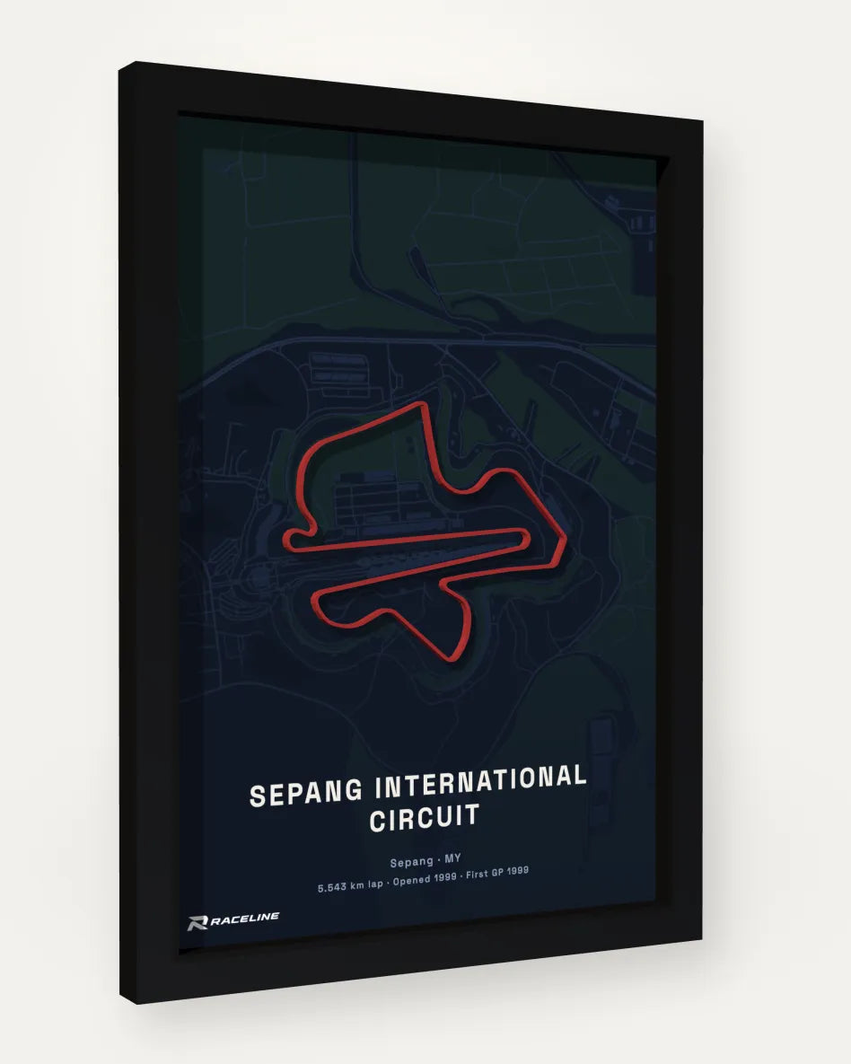 Sepang International Circuit poster with map background