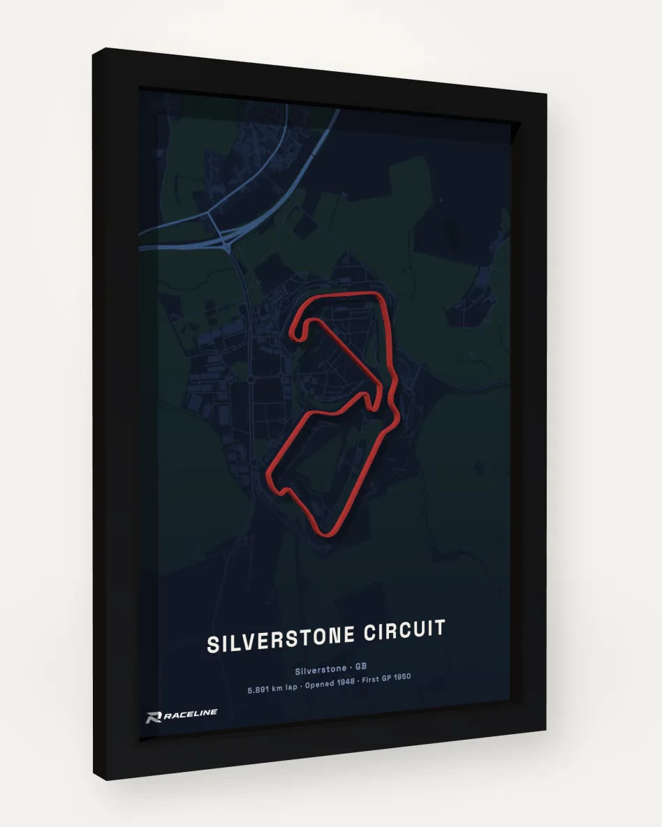 Silverstone Circuit poster with map background