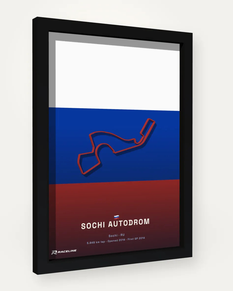 Sochi Autodrom poster with flag background