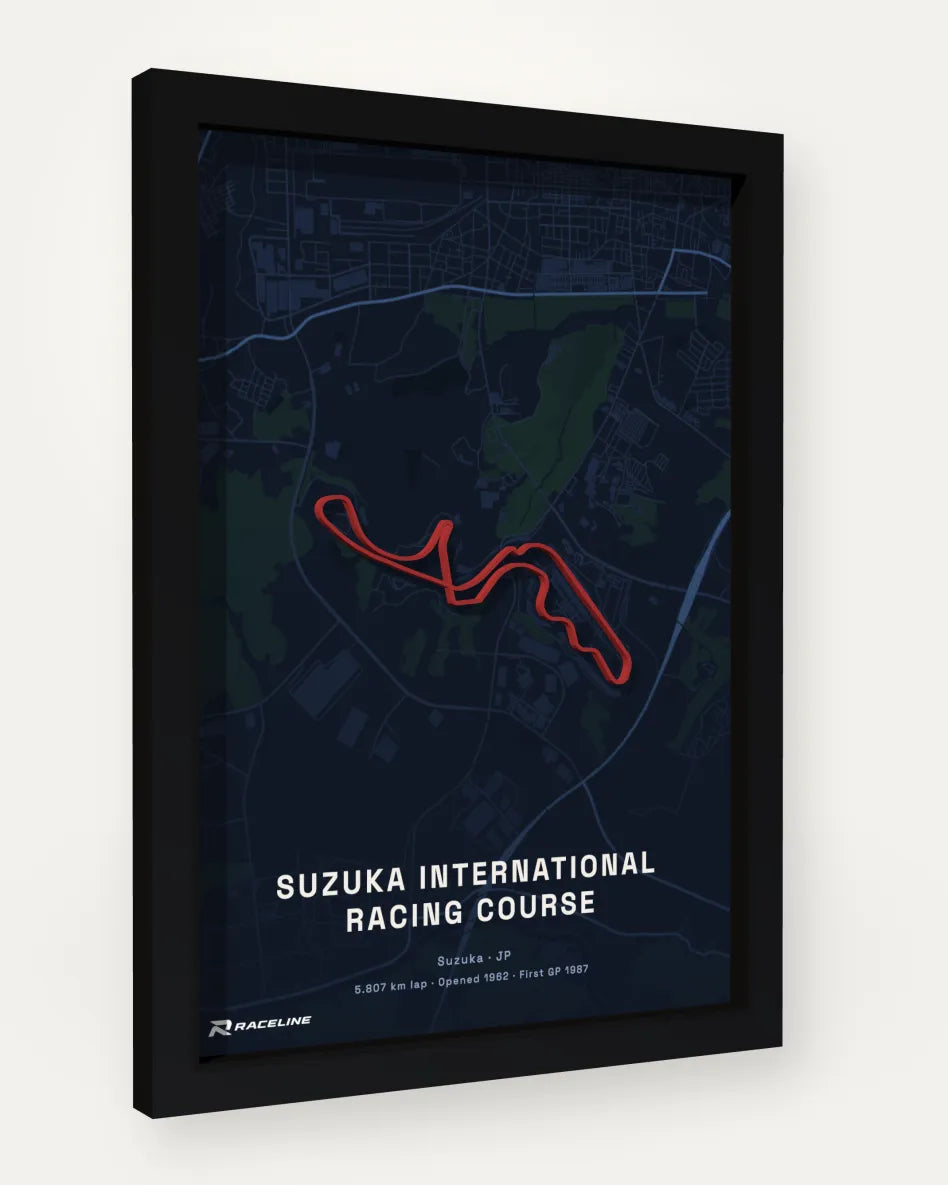 Suzuka International Racing Course poster with map background