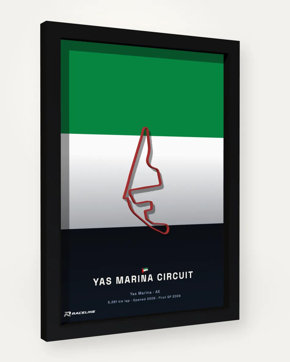 Yas Marina Circuit poster with flag background