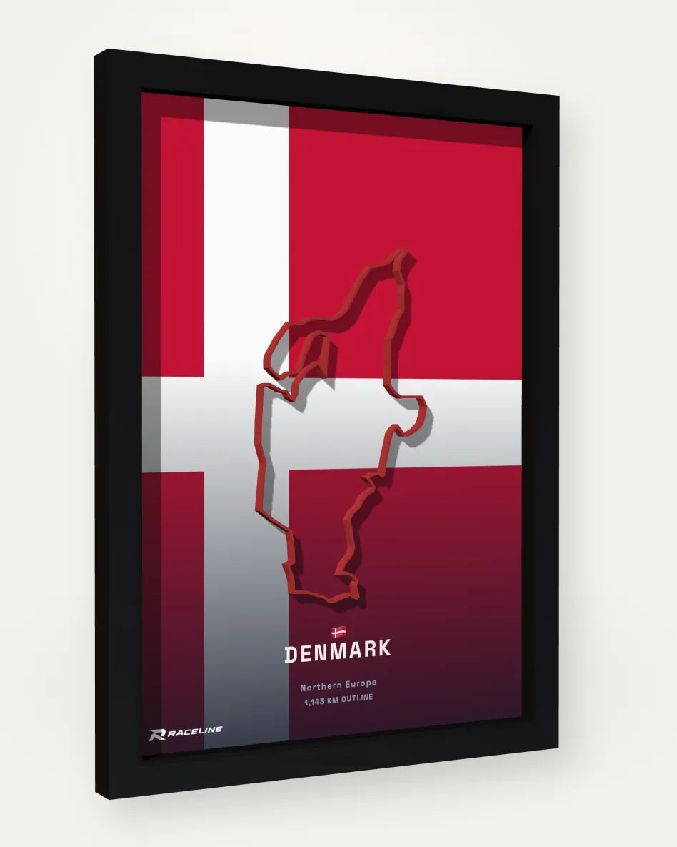 Denmark poster with flag background