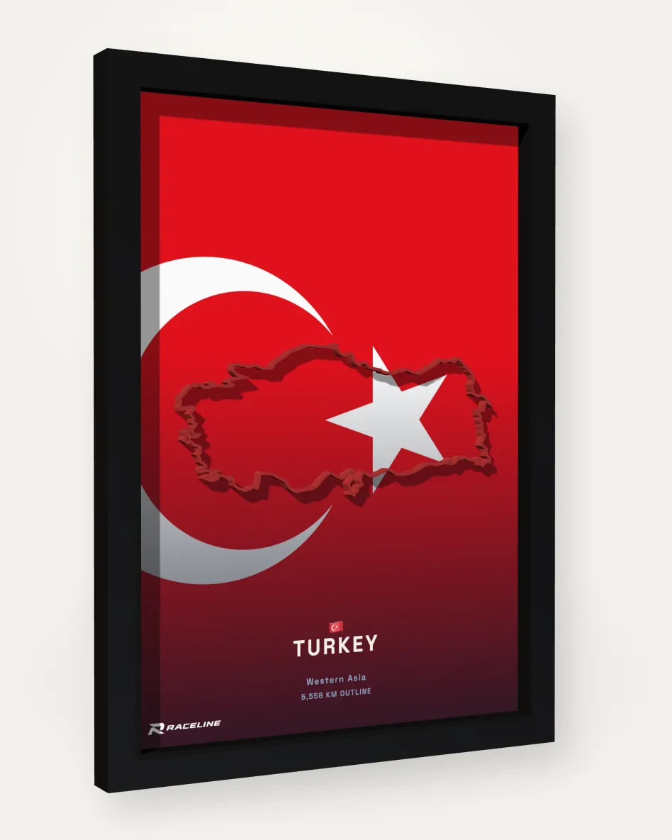 Turkey poster with flag background