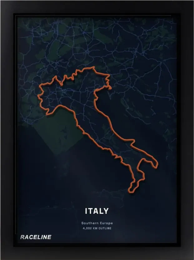 An Italy country outline poster with a map background