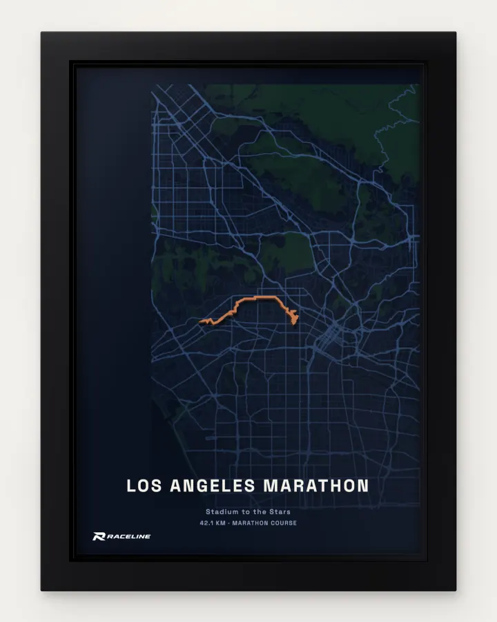 Los Angeles marathon course in a framed map view