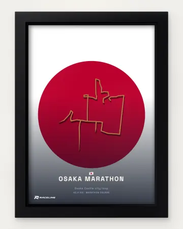 Osaka marathon course in a framed flag view